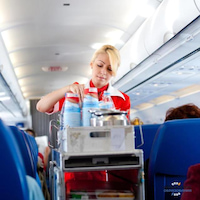 Звук с голосом стюардессы во время полета в самолете (женский)